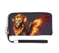 Jubonexis Fantasy Lion-Phoenix Hybrid PU Leather Clutch Long Bifold Portafoglio, Portamonete Porta Credito Pass Caso Durevole Porta Carte di Deposito per Donne Uomini