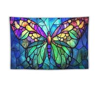 Jubonexis Farfalla in vetro colorato con grandi ali arazzo in poliestere da appendere alla parete per camera da letto soggiorno dormitorio decorazione 101,6 x 152,4 cm
