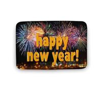 Jubonexis Felice Anno Nuovo Fuochi D'artificio sopra la città Tappeto da bagno Tappeto Extra Morbido in Velluto Corallo, Rapido Assorbimento Dell'acqua Antiscivolo Comodo Tappeto Da Bagno Tappeti 50 x