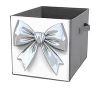 Jubonexis Fiocco argento materiale stile cartone animato cubi di stoccaggio cubi cubi portaoggetti pieghevoli decorativi in tessuto cestini portaoggetti organizer per la casa con maniglie per scaffali