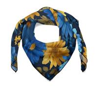 Jubonexis Fiori Blu Girasoli Giallo Acquerello Donne Sciarpa di Seta Piazza Come La Testa Sciarpe Fazzoletto di Raso Sciarpa Del Collo