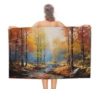 Jubonexis Foresta in autunno telo mare vintage in microfibra senza sabbia grandi asciugamani doccia multiuso assorbente per bagno piscina 130 x 80 cm