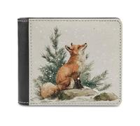 Jubonexis Fox on Beige Stone Winter Soft PU Leather Bifold Portafoglio, Portamonete Credit Pass Case, Durable Card Holder Slim Billfold per Uomini Donne Conservazione Soldi