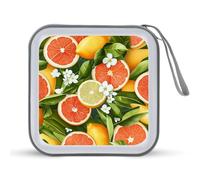Jubonexis Frutta Citrus con Fiore CD Case DVD Storage Case Portatile per Auto Casa Viaggio