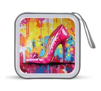 Jubonexis Funky rosa ragazza tacco alto graffiti CD DVD custodia portatile per auto casa viaggio