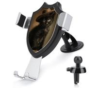 Jubonexis Gattino nero che indossa un vecchio cappello supporto per telefono da auto supporto triangolare clip base per bocchetta dell'aria supporto per telefono cellulare accessori automobilistici