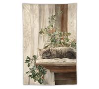 Jubonexis Gatto che dorme si trova sul tavolo antico arazzo in poliestere estetico da appendere alla parete per camera da letto soggiorno dormitorio decorazione 101,6 x 152,4 cm