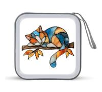 Jubonexis Gatto che dorme su un ramo di un albero custodia per CD DVD custodia portatile per auto casa viaggio