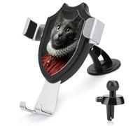 Jubonexis Gatto grigio che indossa un vestito reale rosso supporto per telefono da auto supporto triangolo clip base per bocchetta dell'aria supporto per telefono cellulare accessori automobilistici
