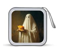 Jubonexis Ghost Holding A Cheeseburger and Fries CD Case DVD Storage Case Portatile per Auto Casa Viaggio