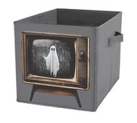 Jubonexis Ghost in Old TV cubi portaoggetti cubi portaoggetti pieghevoli decorativi in tessuto cestini portaoggetti per la casa con manici per mensole, armadio, 27 x 27 cm