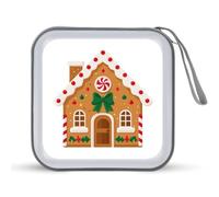 Jubonexis Gingerbread House, custodia portatile per CD e DVD, con fiocco verde, per auto, casa, viaggio