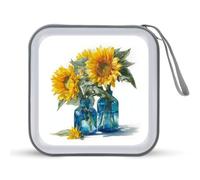 Jubonexis Girasoli in vasi di vetro CD DVD Custodia portatile per auto casa viaggio