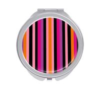 Jubonexis Gli specchi della tasca delle donne delle strisce di colore nero arancio rosa, piccolo specchio portatile di trucco di viaggio delle ragazze mini