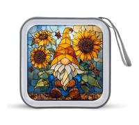 Jubonexis Gnomo con girasoli CD Case DVD Storage Case Portatile per Auto Casa Viaggio
