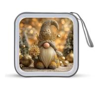 Jubonexis Gnomo natalizio che indossa una corona dorata, custodia portatile per CD e DVD, per auto, casa, viaggio