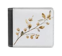 Jubonexis Golden Branch Minimal Soft PU Leather Bifold Portafoglio, Portamonete Credit Pass Case, Durevole Porta Carte Slim Billfold per Uomini Donna Conservazione Soldi