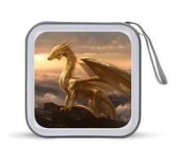 Jubonexis Golden Dragon on Mountain Sunset CD Case DVD Storage Case Portatile per Auto Casa Viaggio