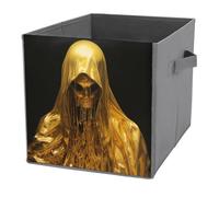 Jubonexis Golden Ghost Cube, cubi portaoggetti, pieghevoli, decorativi, in tessuto, per la casa, con manici, per scaffali, armadi, 27 x 27 cm