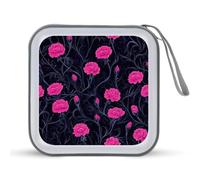 Jubonexis Gotico rosa garofani CD DVD Custodia portatile per auto casa viaggio