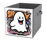 Jubonexis Graffiti Ghost Street Art estetico cubi portaoggetti cubi portaoggetti pieghevoli decorativi in tessuto cestini portaoggetti per la casa con manici per scaffali, armadio, 27 x 27 cm