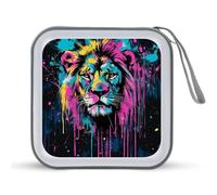 Jubonexis Graffiti Lion CD Case DVD Storage Case Portatile per Auto Casa Viaggio
