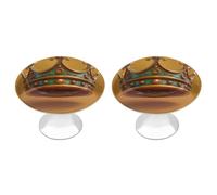 Jubonexis Graziosa corona dorata per cassetti e armadietti gialli, con viti, 2 pezzi, pomello per cassettiera, decorazione per armadio, armadio, casa, ufficio, cucina