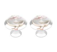 Jubonexis Graziosa oca bianca che indossa una collana con fiocco rosa rotonda per cassetti e armadietti, maniglie con viti, 2 pezzi, pomello per cassettiera, decorazione per armadio, casa, ufficio