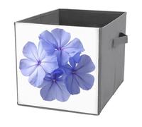 Jubonexis Graziosi contenitori cubici in Phlox blu a forma di cubo, pieghevoli, decorativi, in tessuto, organizer per la casa, con manici, per scaffali, armadi, 27 x 27 cm