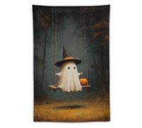 Jubonexis Grazioso cappello da strega fantasma su altalena, arazzo estetico da appendere alla parete, per camera da letto, soggiorno, dormitorio, 101,6 x 152,4 cm