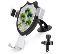 Jubonexis Green Four-leaf Clovers Light Wood Plank Car Phone Holder Mount Triangle Clip Base Air Vent Cell Phone Mount Car Mount Accessori Automotive per 4-6 Pollici Cellulari Smartphone