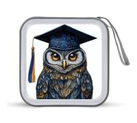 Jubonexis Gufo che indossa un cappello di laurea custodia CD DVD custodia portatile per auto casa viaggio
