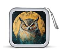 Jubonexis Gufo e Luna CD Case DVD Storage Case Portatile per Auto Casa Viaggio
