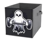 Jubonexis Gym Ghost Lifting A Barbell Cube Storage Bins Cubi portaoggetti Pieghevole Decorativo Tessuto Cestini Organizzatori Casa con Maniglie per Mensole, Armadio, 27 x 27 cm