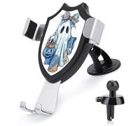 Jubonexis Halloween Ghost Blue Denim Pumpkin Bucket Car Phone Holder Mount Triangle Clip Base Air Vent Cell Phone Mount Car Mount Accessori per auto per smartphone cellulari da 4-6 pollici