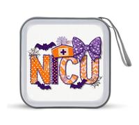 Jubonexis Halloween Preppy Nurse NICU Purple Bow CD Case DVD Storage Case Portatile per Auto Casa Viaggio