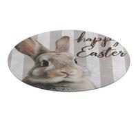 Jubonexis Happy Easter - Tappeto rotondo con grazioso coniglietto marrone e beige, grande, rotondo, moderno, antiscivolo, 90 cm