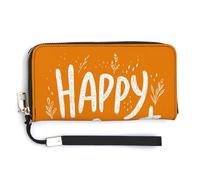 Jubonexis Happy Harvest on - Portafoglio lungo a due ante in pelle PU arancione, portamonete, porta carte di credito, porta carte di credito e denaro per donne e uomini