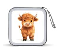 Jubonexis Happy Highland Cow, custodia portatile per CD e DVD, per auto, casa, viaggio