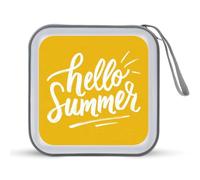 Jubonexis Hello Summer on Yellow Minimalistic CD Case DVD Storage Case Portatile per Auto Casa Viaggio