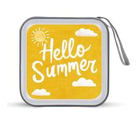 Jubonexis Hello Summer on Yellow with Sun Clouds Custodia CD DVD Custodia Portatile per Auto Casa Viaggio