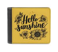 Jubonexis Hello Sunshine on Yellow Sunflower - Portafoglio bifold in morbida pelle PU, portamonete, porta carte di credito, sottile, per uomini e donne