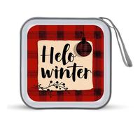 Jubonexis Hello Winter Christmas Red CD Case DVD Storage Case Portable per auto casa viaggio