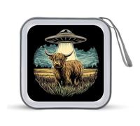Jubonexis Highland Cow in A Field - Custodia portatile per CD e DVD, per auto, casa, viaggio