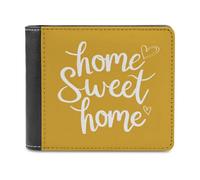 Jubonexis Home Sweet Home Heart on Yellow Soft PU Leather Bifold Portafoglio, Portamonete Porta Credito, Durevole Porta Carte Slim Billfold per Uomini e Donne Conservazione Soldi