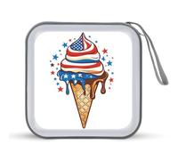 Jubonexis Ice Cream Cone - Custodia portatile per CD e DVD, motivo bandiera americana, per auto, casa, viaggio