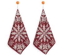 Jubonexis Intricati fiocchi di neve bianchi su un piccolo asciugamano rosso ricco con anello per appendere 2 pezzi panno morbido assorbente per cucina bagno