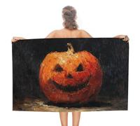 Jubonexis Jack-o'-lantern, telo mare vintage in microfibra, grande asciugamano da doccia, multiuso, assorbente, per bagno e piscina, 130 x 80 cm