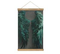 Jubonexis Kit da appendere alla parete con ali d'angelo verde smeraldo su tela con cornici in legno