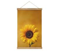 Jubonexis Kit da appendere alla parete, motivo: girasole su tela gialla trasparente, con cornici in legno
